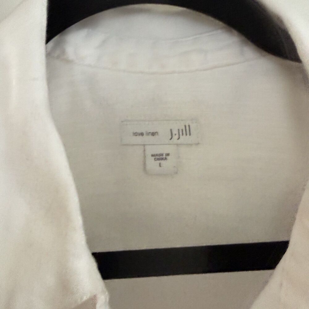 J Jill White Love Linen 100% Linen Sleeveless Button Down Tunic Top Size Large - Picture 2 of 6